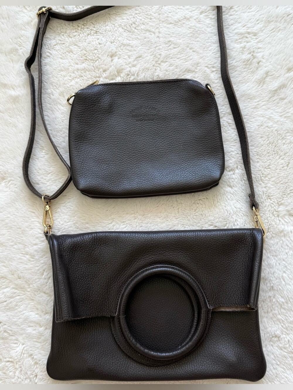 NEW!!! Women Italian  leather crossbody bag 2 pieces